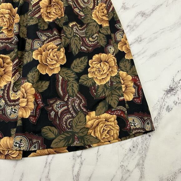 Kathie Lee Womens Vintage 90s Pleated Midi Skirt Size 16 Yellow Green Paisley - Picture 8 of 9